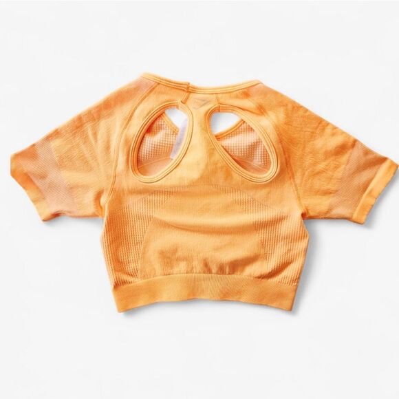 Gymshark Ultra Seamless Short Sleeve Compression Cutout Crop Top Neon Orange M - Picture 5 of 10